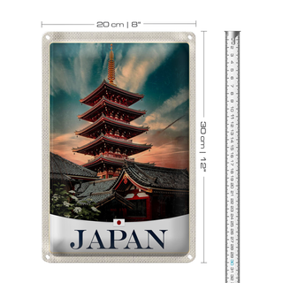 Blechschild Reise 20x30cm Japan Asien traditionelles Gebäude
