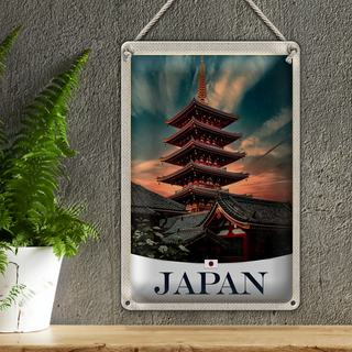 Blechschild Reise 20x30cm Japan Asien traditionelles Gebäude