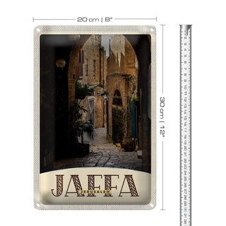 Blechschild Reise 20x30cm Jaffa Jerusalem Israel Stadt Weg
