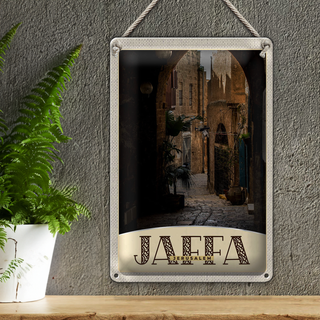 Blechschild Reise 20x30cm Jaffa Jerusalem Israel Stadt Weg