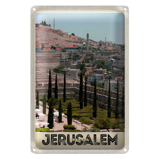 Blechschild Reise 20x30cm Jerusalem Israel Stadt Garten