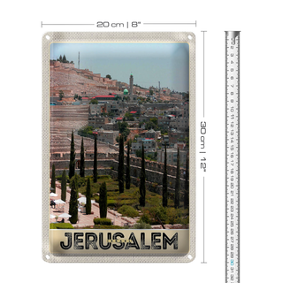 Blechschild Reise 20x30cm Jerusalem Israel Stadt Garten