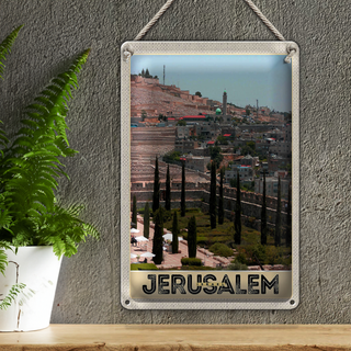 Blechschild Reise 20x30cm Jerusalem Israel Stadt Garten