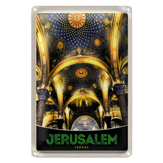 Blechschild Reise 20x30cm Jerusalem Israel Tempel innen