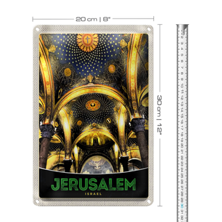 Blechschild Reise 20x30cm Jerusalem Israel Tempel innen