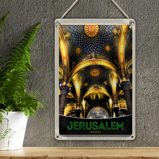 Blechschild Reise 20x30cm Jerusalem Israel Tempel innen