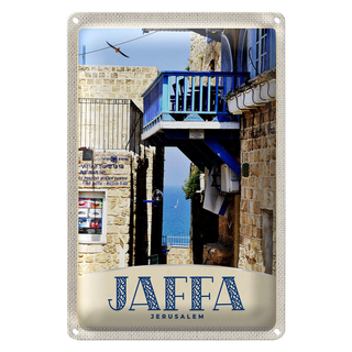 Blechschild Reise 20x30cm Jaffa Jerusalem Israel Stadt Meer