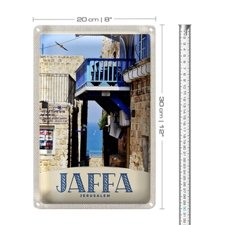 Blechschild Reise 20x30cm Jaffa Jerusalem Israel Stadt Meer