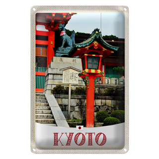 Blechschild Reise 20x30cm Kyoto Japan Skulptur Fuchs