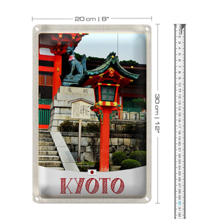 Blechschild Reise 20x30cm Kyoto Japan Skulptur Fuchs