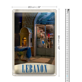 Blechschild Reise 20x30cm Libanon Afrika Christen Kreuz
