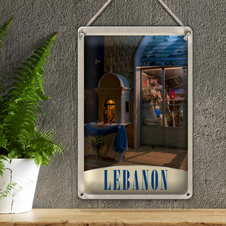 Blechschild Reise 20x30cm Libanon Afrika Christen Kreuz
