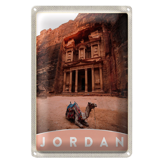 Blechschild Reise 20x30cm Jordan Kamel Architektur Wüste