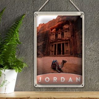 Blechschild Reise 20x30cm Jordan Kamel Architektur Wüste