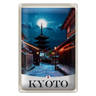 Blechschild Reise 20x30cm Kyoto Japan Innenstadt Abend