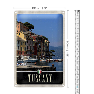 Blechschild Reise 20x30cm Toskana Italien Hafen Meer Dekoration