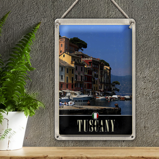 Blechschild Reise 20x30cm Toskana Italien Hafen Meer Dekoration
