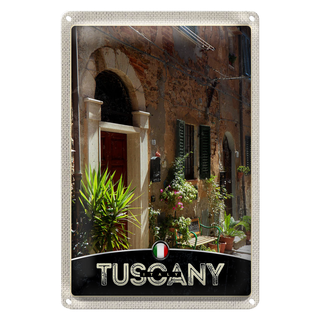 Blechschild Reise 20x30cm Toskana Italien Gebäude Pflanzen Dekoration