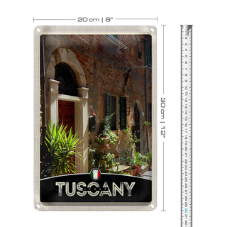 Blechschild Reise 20x30cm Toskana Italien Gebäude Pflanzen Dekoration