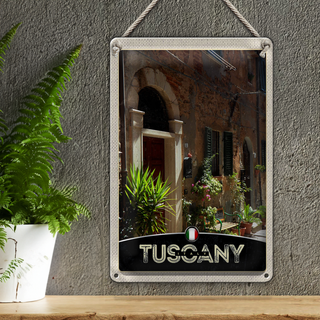 Blechschild Reise 20x30cm Toskana Italien Gebäude Pflanzen Dekoration