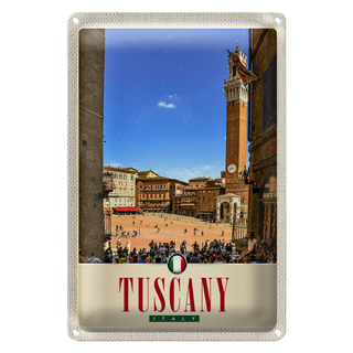 Blechschild Reise 20x30cm Toskana Italien Marktplatz Kirche Schild