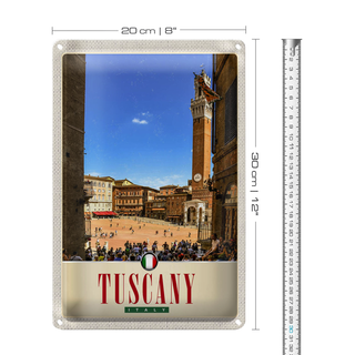 Blechschild Reise 20x30cm Toskana Italien Marktplatz Kirche Schild