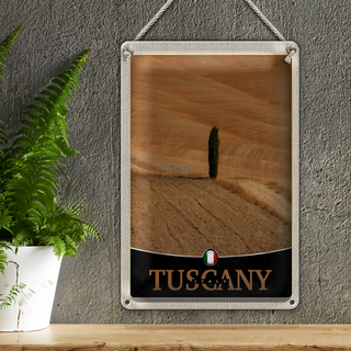 Blechschild Reise 20x30cm Toskana Italien Wüste Baum Sand Schild