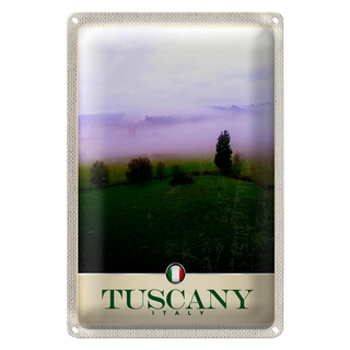 Blechschild Reise 20x30cm Toskana Italien Berge Wiese Natur