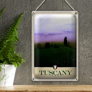 Blechschild Reise 20x30cm Toskana Italien Berge Wiese Natur