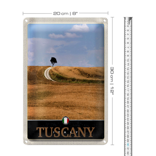 Blechschild Reise 20x30cm Toskana Italien Feld Wiese Natur Schild