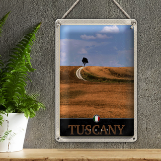 Blechschild Reise 20x30cm Toskana Italien Feld Wiese Natur Schild