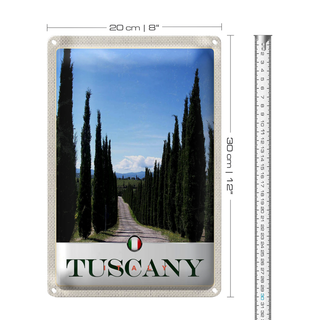 Blechschild Reise 20x30cm Toskana Italien Allee Weg Schild