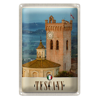 Blechschild Reise 20x30cm Toskana Italien Kirchturm Schild