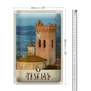 Blechschild Reise 20x30cm Toskana Italien Kirchturm Schild