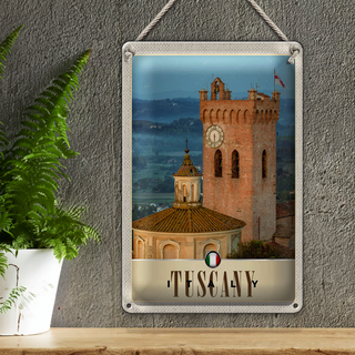 Blechschild Reise 20x30cm Toskana Italien Kirchturm Schild