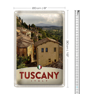 Blechschild Reise 20x30cm Toskana Italien Häuser Überblick Dekoration
