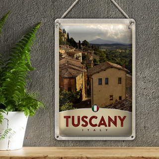Blechschild Reise 20x30cm Toskana Italien Häuser Überblick Dekoration