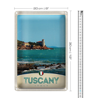 Blechschild Reise 20x30cm Toskana Italien Meer Strand Haus