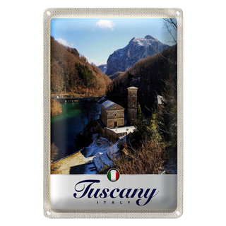 Blechschild Reise 20x30cm Toskana Italien Architektur Gebirge