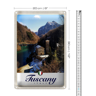Blechschild Reise 20x30cm Toskana Italien Architektur Gebirge