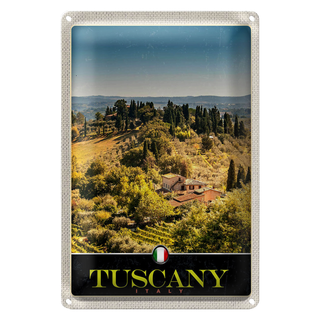 Blechschild Reise 20x30cm Toskana Italien Finca Weinfelder Schild