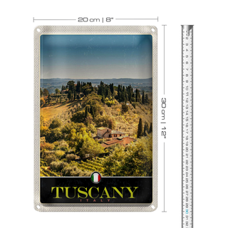 Blechschild Reise 20x30cm Toskana Italien Finca Weinfelder Schild