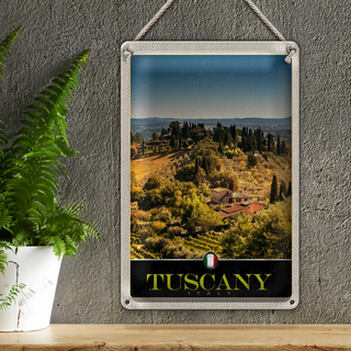 Blechschild Reise 20x30cm Toskana Italien Finca Weinfelder Schild