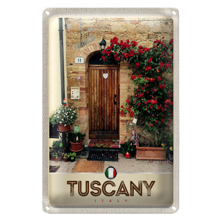 Blechschild Reise 20x30cm Toskana Italien Haustür Blumen Schild