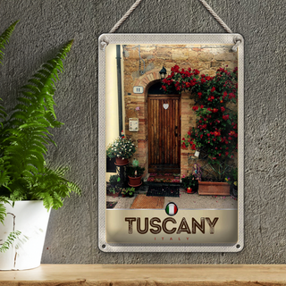 Blechschild Reise 20x30cm Toskana Italien Haustür Blumen Schild