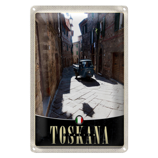 Blechschild Reise 20x30cm Toskana Italien Stadt Straße Sand