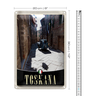 Blechschild Reise 20x30cm Toskana Italien Stadt Straße Sand