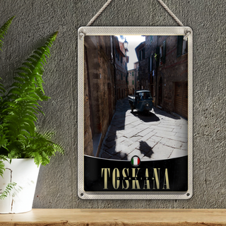 Blechschild Reise 20x30cm Toskana Italien Stadt Straße Sand