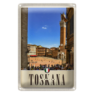 Blechschild Reise 20x30cm Toskana Italien Platz Natur Kirche