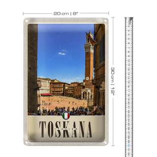 Blechschild Reise 20x30cm Toskana Italien Platz Natur Kirche